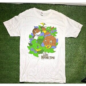 Fruit of the Loom HD Cotton White Land Before Time Graphic Crew T-Shirt S